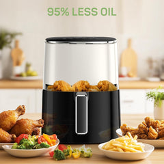 Air Fryer, 6-Quart with Viewing Window, 12-in-1 Functions - Air Fry, Roast, Reheat, Dehydrate, Bake, Steam, and More, 400°F Max Temperature