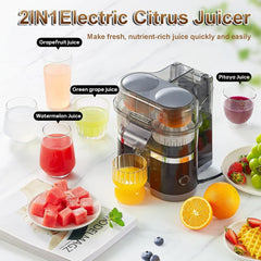 Electric Citrus Juicer, 100w High-efficiency Motor, Double-head Large Diameter Design, One-button Automatic Juicing, Portable And Easy To Clean (Black)