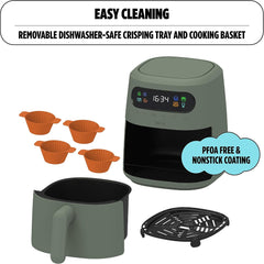 CRUX x Marshmello 8.0 QT Digital Air Fryer with TurboCrisp Technology, Touch Screen Temperature Control, Timer and Auto Shut-off, Fully Programmable, Silicone Liner Included, Black