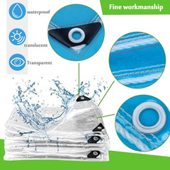 Outdoor Curtains, Transparent Tarpaulin Sheet Waterproof, 0.3mm PVC Soft Glass Tarpaulin Side Panels for Gazebo Carport Pergola, Partition Rain Curtains, Clear-Dustproof,W×H-3×2.7m/9.8×8.9ft