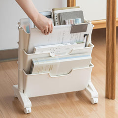 3 Tier Movable Bookshelf Removable Bookcase Plastic Rotatable Mobile Bookshelf for Bedroom Dormitory,Portable Rotatable Bookshelf for Dormitory (Blue)