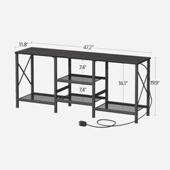 TV Stand for 55 Inch TV, Entertainment Center with 3-Tier Open Shelves, TV Console Table for Living Room, Bedroom, Black