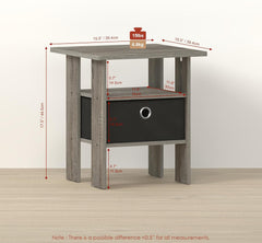 OTA End Table, Side Table, Nightstand with Bin Drawer, for Living Room, Bedroom, Dark Limed Oak/Black