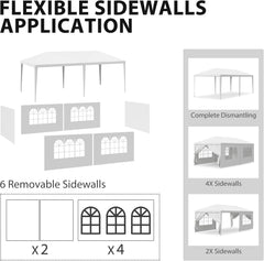 10 x 20 Outdoor Party Wedding Tent Canopy Camping Gazebo Storage BBQ Shelter Pavilion, 6 Removable Sidewalls (10x20)