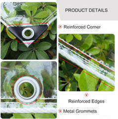 Pvc Heavy Duty Waterproof Transparent Tarpaulin Side Panels With Zipper Door,Outdoor Clear Tarp Curtains,Garden Pergola Gazebo Carport Partition Curtains,With Grommets,L×H-3.2*2.5m(10.5*8.2ft)