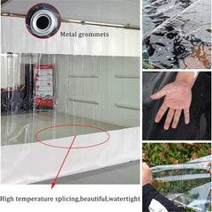 Outdoor White Clear Tarp Curtains, PVC Waterproof Tarpaulin, 0.35mm Weatherproof Transparent Tarpaulin Side Panels with Grommets, for Pergola Patio Porch Gazebo