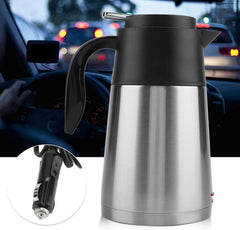 12V 1300ml Stainless Steel Car Electric Kettle - Portable Travel Electric Pot with Insulation Technology - Multipurpose Heated Water Cup for Car and Truck (#01)
