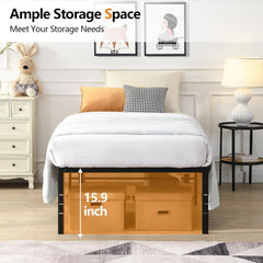 Heavy Duty Metal Queen Size Bed Frame, Steel Platform Bed Frame with Round Corner Legs, No Box Spring Needed, Noise Free, Easy Assembly (Queen)