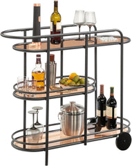 Sauder Coral Cape Bar Cart Metal/Glass, Black Finish