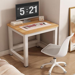 Wood Computer Table,Modern Simple Office Desks,Study Writing Desk Workstation for Home Office Study Rooms,Classrooms and Other Places(60 * 50 * 70 cm/23.6 * 19.7 * 27.6 in, Walnut+White)