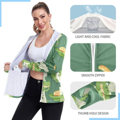 Crocodile Chef Women's UPF 50+ Sunscreen Athletic Jacket Hoodie Full Zip Long Sleeve Sun Shirts