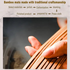 Bamboo Summer Sleeping Mat, Foldable Double-Sided Cooling Mattress with Pillowcase, Breathable Carbonized Rattan Mat for Bed - Essential Bedroom Comfort