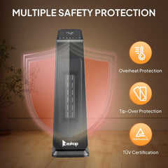 ROVSUN 24IN Electric Space Heater w/Remote & APP Control, 1500W Portable Tower Heater w/Oscillating for Indoor Use, Timer, Adjustable Thermostat, Tip-over & Overheat Protection for Bedroom Living Room