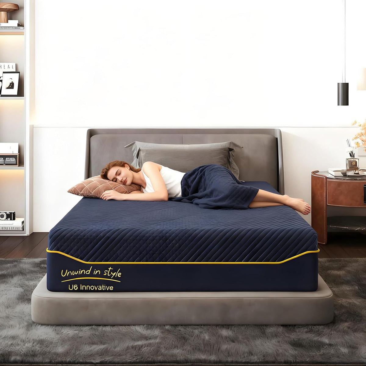 14 Inch Full Size Memory Foam Mattress Medium Firm, Luxury Cooling Gel Memory Foam Mattress for Cool Sleep, Pressure Relief, CertiPUR-US, No Fiberglass, 75'' x 54'', Navy Blue (14 Inch, Full)