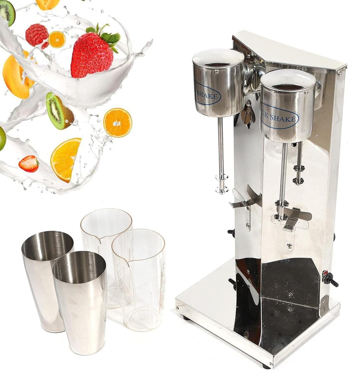 Milk shaking machiner,Stainless Steel Milk Shaking Machine,Electric Drink Mixer with Mixing Cups for Commercial or Family
