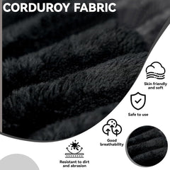 Cloud Loveseat Sofa, 71" Boneless Couch with Deep Seat, No Assembly Required, Comfy Corduroy Small Sofa for Living Room, Bedroom, Apartment (Black)