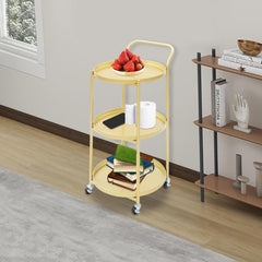 3 Tier Small Rolling Bar Cart, Bar Cart for The Home with Removable Tray Lockable Wheels Mini Liquor Utility Carts for Kitchen Dining Living Room - 18" X 16" X 30" (Black)