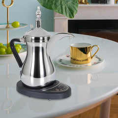 Arabic Electric Kettle Pour Over Kettle Stainless Steel Water Pot Hot Water Boiler Coffee Tea Warmer for Kitchen Lover Office, 800ml