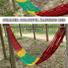 2-Pack Summer Breathable Mesh Hammock, Beach Relaxation Hanging Bed with Storage Bag, for Garden/Travel, Load Bearing 100kg/220.5lbs