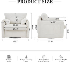 Ivory White 60" Loveseat Sofa Modern Loveseat Sofa for Living Room, Comfy Plush Chenille Fabric Deep Seat Couch Compact Couches for Small Spaces, Bedroom, Apartment (4)