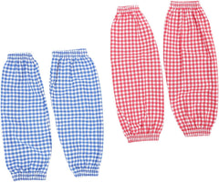 4pairs Plaid Oilproof Arm Sleeves for Housework -resistant Covers Fit for Kitchen Office Use