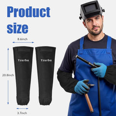 Yzurbu Welding Work Sleeves, Heat & Flame Resistant Arm Protection Gardening Sleeve with Hook & Loop - Black