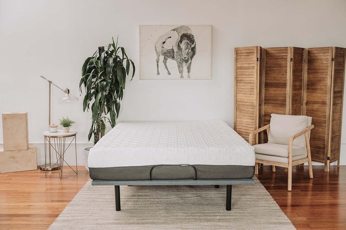 Queen Size 8 inch Mattress, Sleep Gel Memory Foam Mattress with Motion Isolating, Medium Firm Feel Mattress Bed in a Box, Ergonomic Mattress with Fit Spine, White/Dark Gray (Queen)