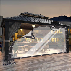 bujnie Pergola Waterproof Side Panels Waterproof 0.12mm Weatherproof Curtains for Gazebo, Porch, Customizable (Color : Clear, Size : 6x3.5m)
