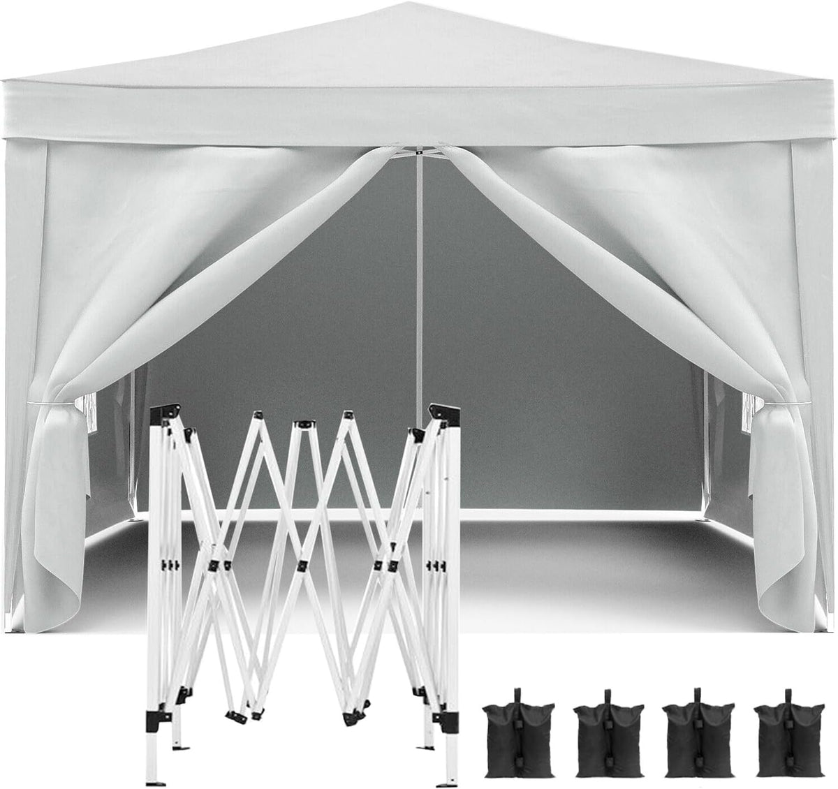 10'x10' Pop-Up Canopy Tent - Commercial Party Tent with 4 Removable Sidewalls, Gazebo Portable Tents with UPF 50+ for Weddings, Outdoor Activities, 4 Weight Bags & Carry Case (Pink)