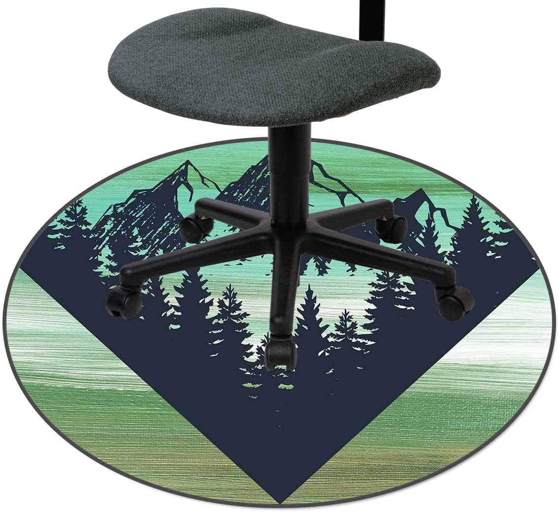 LightGreen Desk Chair Mat Forest Mountain Scenery Large Anti-Slip Desk Chair Rug Office Floor Mat for Office Chair Computer 51 Inch