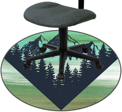 LightGreen Desk Chair Mat Forest Mountain Scenery Large Anti-Slip Desk Chair Rug Office Floor Mat for Office Chair Computer 51 Inch