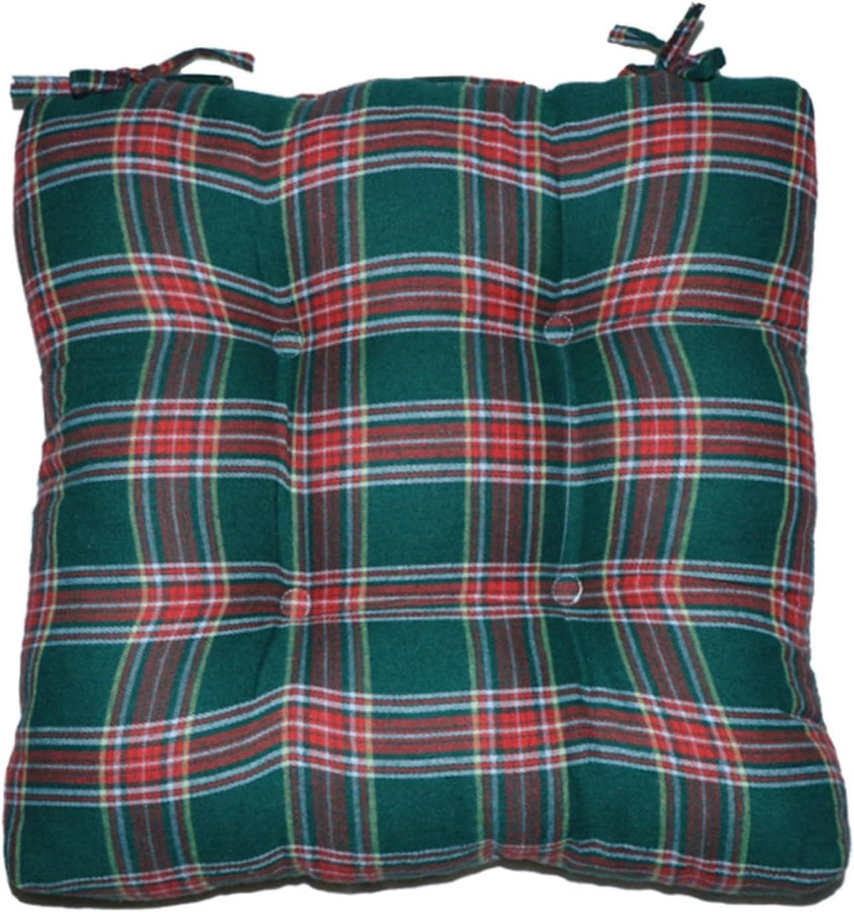 Cute Chair Pad, Classic Buffalo Plaid Chair Cushions with Ties – Fits Kitchen Dining Chairs, Farmhouse Style Square Seat Cushion(Red White,1 Count (Pack of 1))
