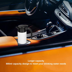 800ml Electric Car Kettle Large Capacity Portable Water Heater Pot with Insulation, Intelligent Voltage Recognition(B-Black)