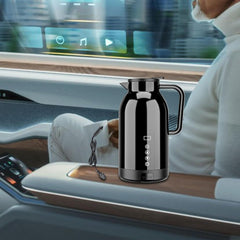 Electric Car Kettle 12V/24V Car Coffee Kettle Heated Water Cup Portable Car Kettle Boiler for Tea Beverage Coffee Car Camping, 1100ML