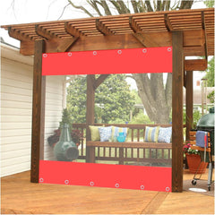 ASDFGHT Tarpaulin Transparent Outdoor Curtains Waterproof Soft Glass Anti-agingno Fading with Anti-Rust Grommet for Gazebo Porch Pergola (Color : Clear Red) (Color : Red, Size : 2.1x2.2m)