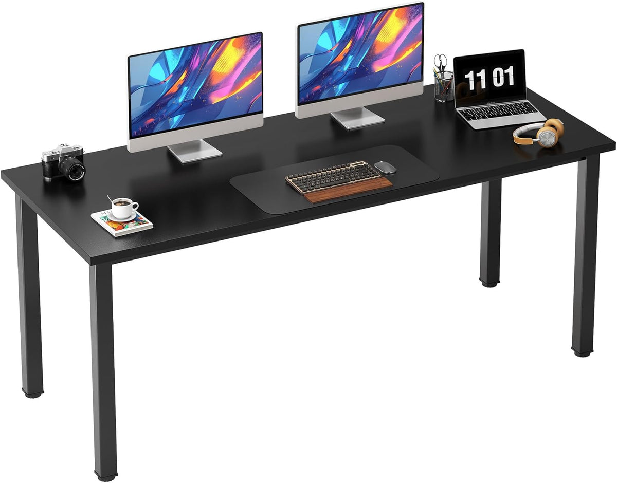 Need Computer Desk, 47 inch Home Office Desk, Modern Simple Style Home Office Gaming Desk, Basic Writing Table for Study Student, Black Metal Frame, Rustic Brown
