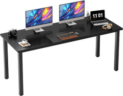 Need Computer Desk, 47 inch Home Office Desk, Modern Simple Style Home Office Gaming Desk, Basic Writing Table for Study Student, Black Metal Frame, Rustic Brown