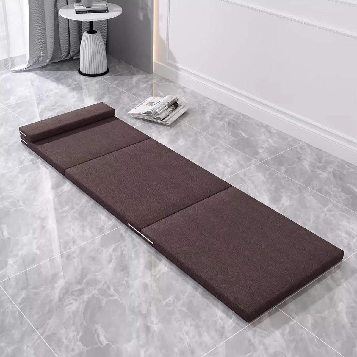 Tri Fold Mattress, Sofa Mattress Foldable in Three, Single/Double Floor Mattress with Washable Cover, Folding Couch Guest Mat for Space-Saving Car Tent