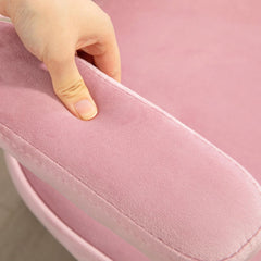 Cute Home Office Chair, Computer Desk Chair with Button Tufted Velvet-Feel Fabric, Swivel Vanity Chair, Adjustable Height and Tilt Function for Bedroom, Office, Dormitory (Cream White+Teddy)