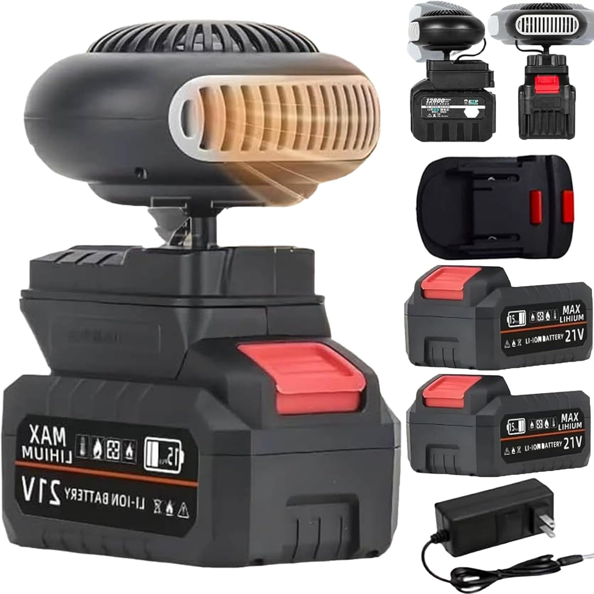 Battery Operated Heater, Battery Powered Heater, Ultra-Light/Ultra-Powerful/Rechargeable/Portable Heaters, with USB &1500mah Batteries, for Camping/Cars/Office/Indoor (15-cell)