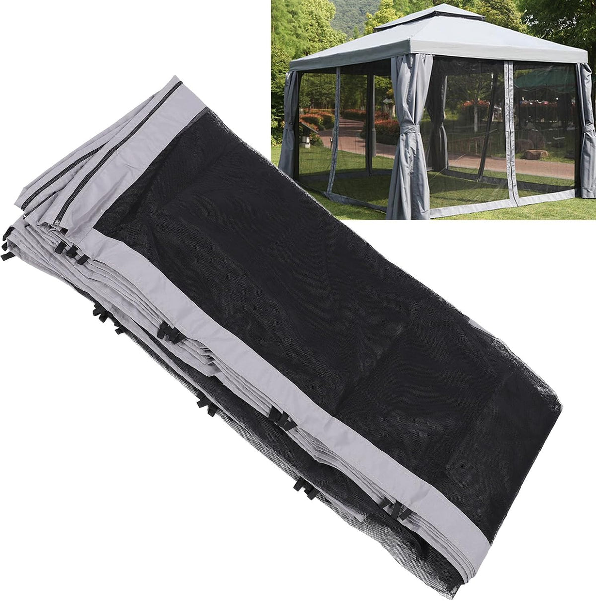 Canopy Tent Sidewalls Canopy Grey Canopy Mesh Sidewall Breathable Canopy Screen Wall Replacement Canopy Netting for Backyard Garden Exhibition (3 * 4M)