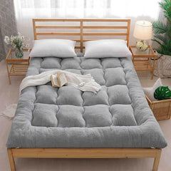 Portable Velvet Futon Mattress Roll Up - Twin Size Floor Sleeping Pad for & Guests - Grey, Comfortable and Versatil(150x200cm(59 * 79inch))