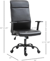 Vinsetto Morden High-Back Office Chair Faux Leather Rocking Swivel Computer Home Desk Chair with Adjustable Height, Metal Legs, Armrest, Wheels, Black