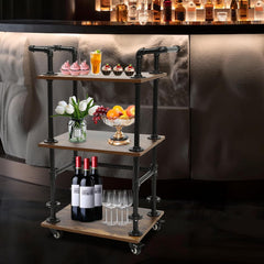 Serving Cart on Wheels, Industrial Bar Carts 3 Tier Home Kitchen Carts, Wine Rack Carts Storage Modern Wine Tea Rolling Carts