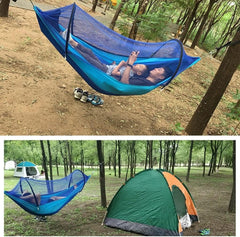 Outdoor Hammock Anti-Rollover Travel Camping Portable Hammock Hanging Chair Outdoor Portable Camping Travel Equipment(Blue,260 * 140cm)