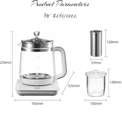 Electric Kettle, 1.8L Large Electric Health Pot with Tea Infuser & Stewing Cup, Egg Rack, 18-in-1 Multi-Function Electric Kettle for Soup, Herbal Tea,Smart Water Boiling- Adjustable Temp