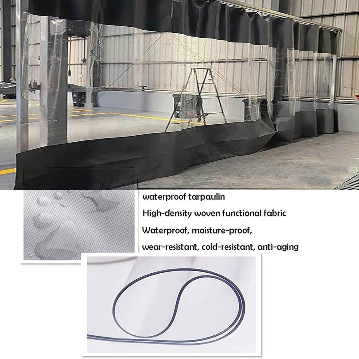 Waterproof Side Panels Clear Tarp Panel Weather Resistant with Zipped Door Pergola Side Curtains, for Gazebo, Porch, Customizable (Color : Black, Size : 3x2m/9.84x6.56ft)