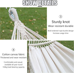 Handmade Cotton Woven Hammock, Balcony Hanging Rope Swing with Tassels, Portable Camping Double Boho Canvas Hammocks for Indoor Outdoor Patio Yard Garden(200x150cm/78.7x59in, Rainbow)