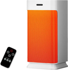 Space Heater, 1500W Portable Electric Heaters for Indoor Use, PTC Ceramic Heater with Remote, Thermostat, 90°Oscillation, 8H Timer, Safe Quiet Room Heater for Home and Office Use (White)