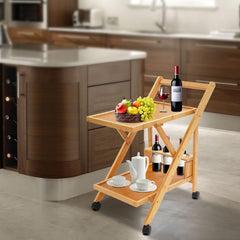 2 Tier Modern Bar Cart, Rolling Serving Cart with Wheels Free Standing Beverage Cart with Storage Portable Liquor Beverage Storage for Kitchens, Bedrooms, Study Areas, Living Rooms